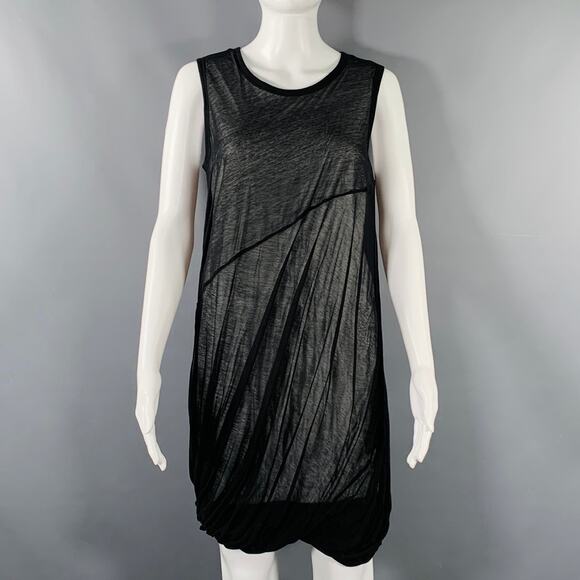 HELMUT LANG Size XS Black White Cotton Layered Bubble Hem Dress - Picture 1 of 7